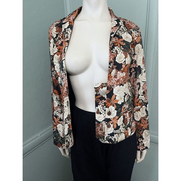 Valentine Gauthier Paris Womens Small Floral Blazer Unique Tab Button Closure - Picture 5 of 9